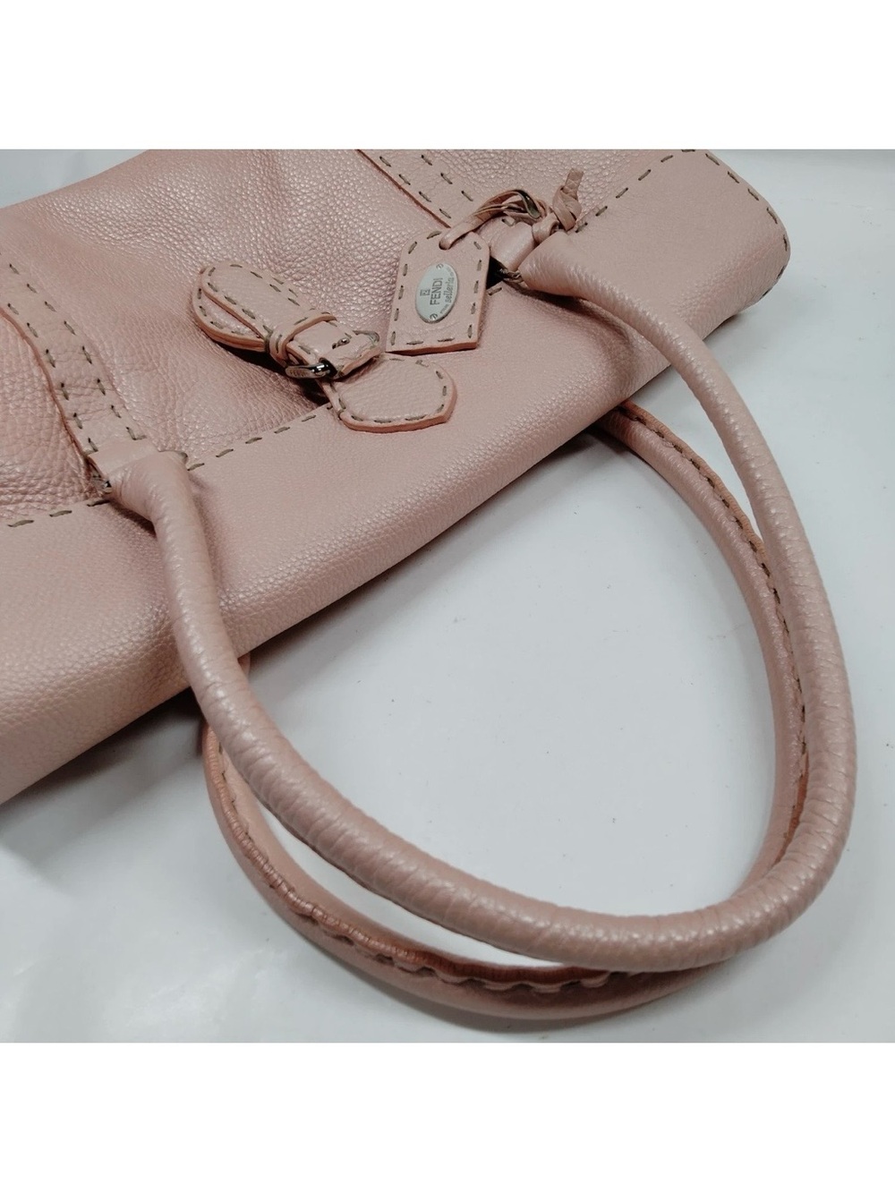 Fendi Selleria Blush Pink Leather Top Handle Satchel - Picture 16 of 16